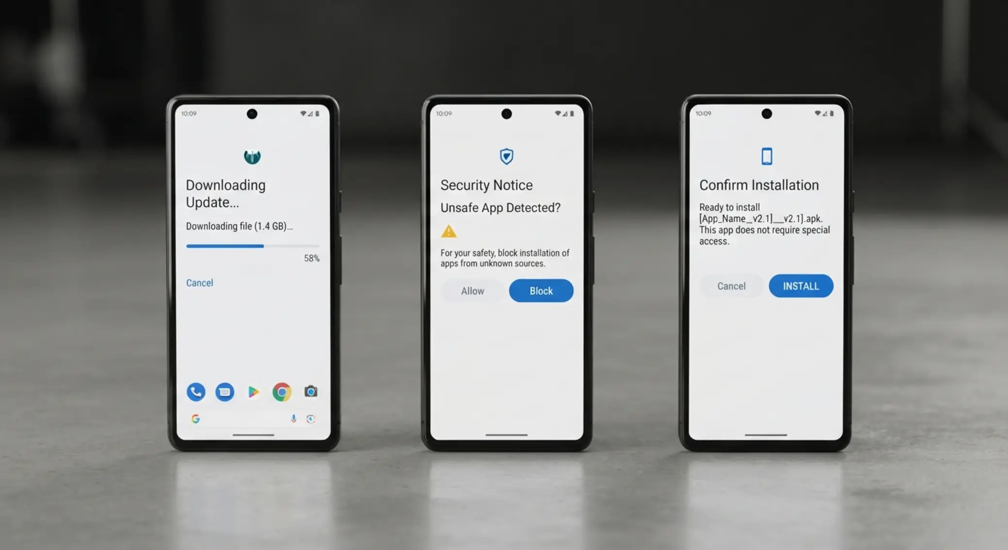 Secuencia de descarga e instalación de APK en Android