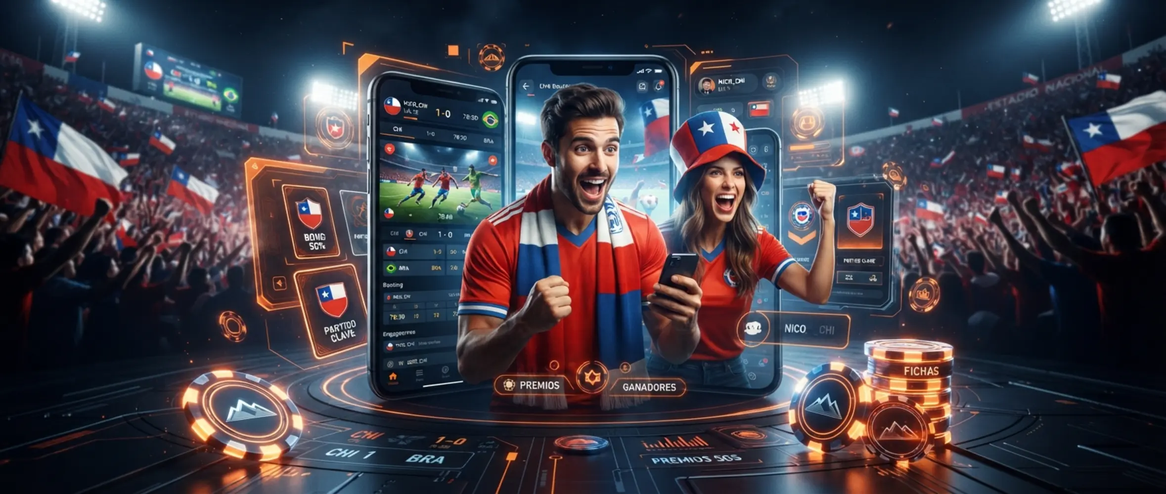 Banner promocional de Betano Chile con temática de deporte y entretenimiento digital