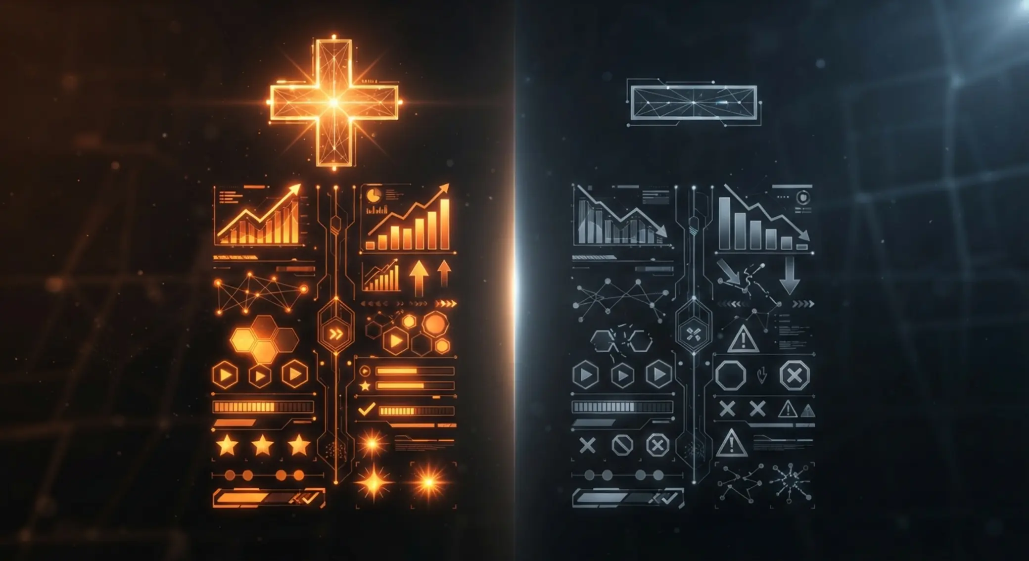 Comparación visual de ventajas y desventajas de una plataforma online