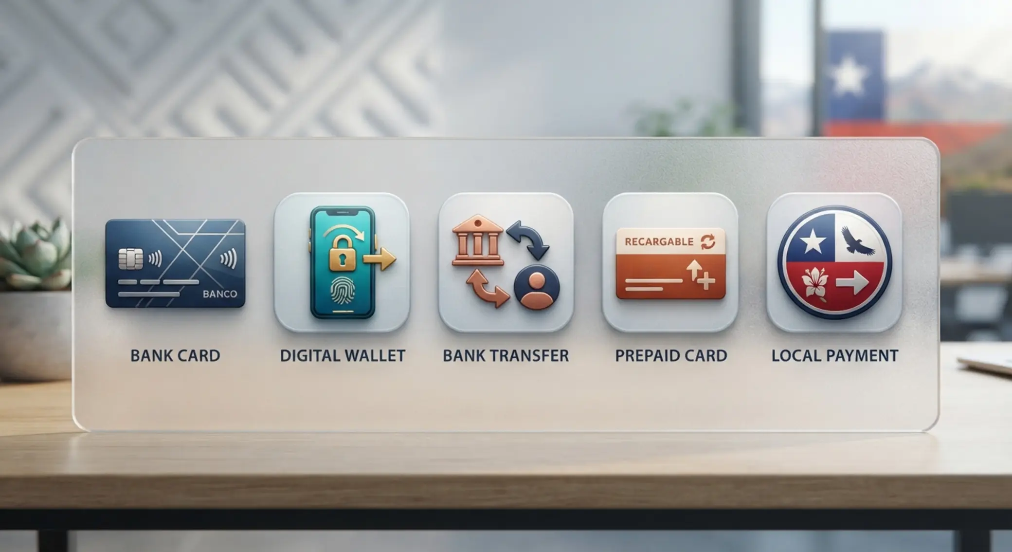 Iconos de métodos de pago compatibles con promociones en Chile