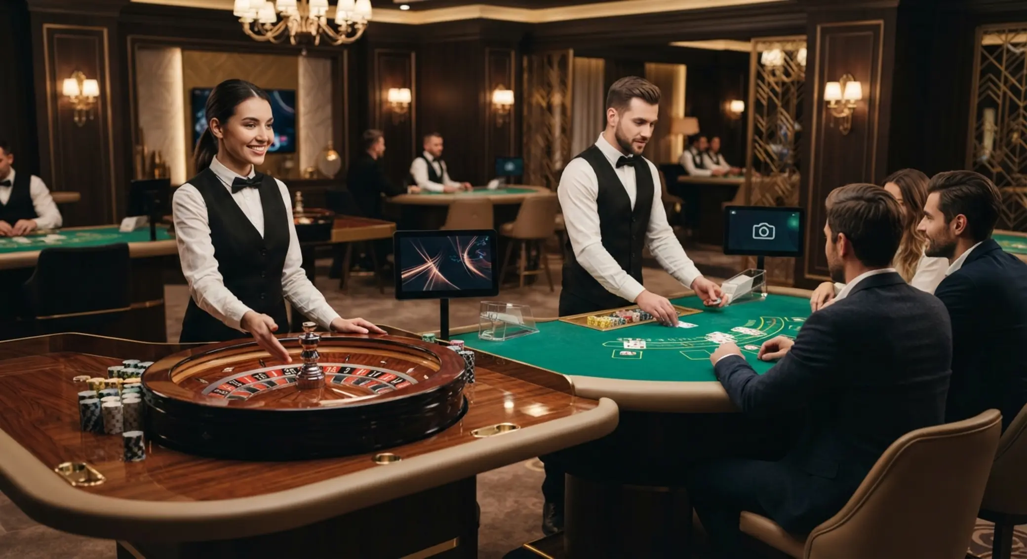 Mesa con crupier en vivo en ruleta y blackjack