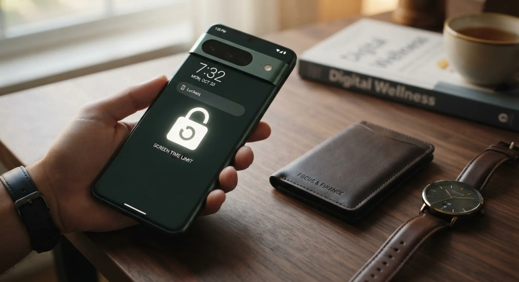 iPhone con icono de seguridad y elementos de control responsable