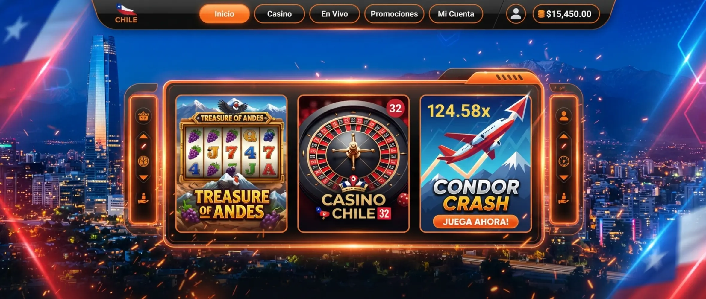 Banner con juegos online estilo Betano para usuarios de Chile