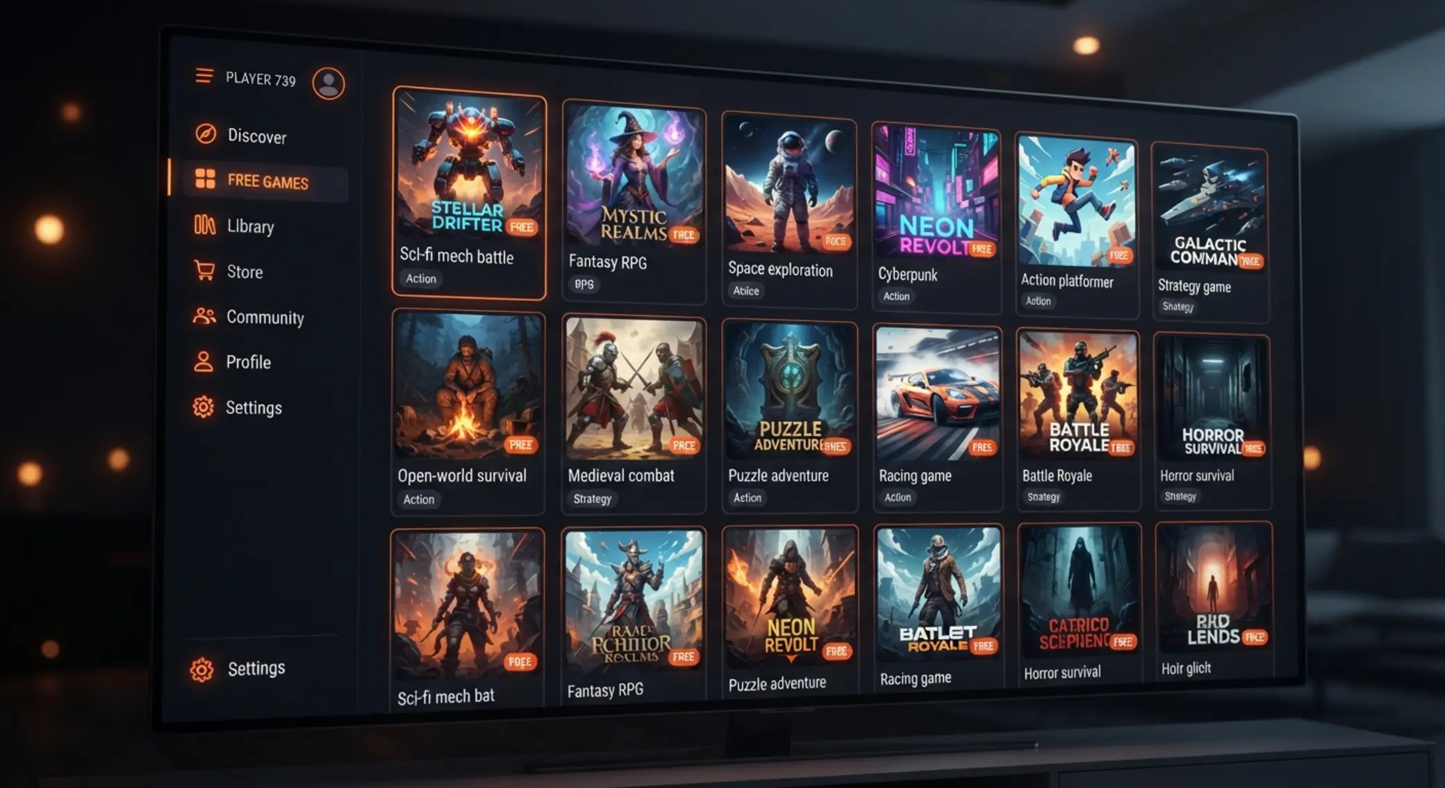 Catálogo visual de juegos gratis en interfaz digital estilo Betano