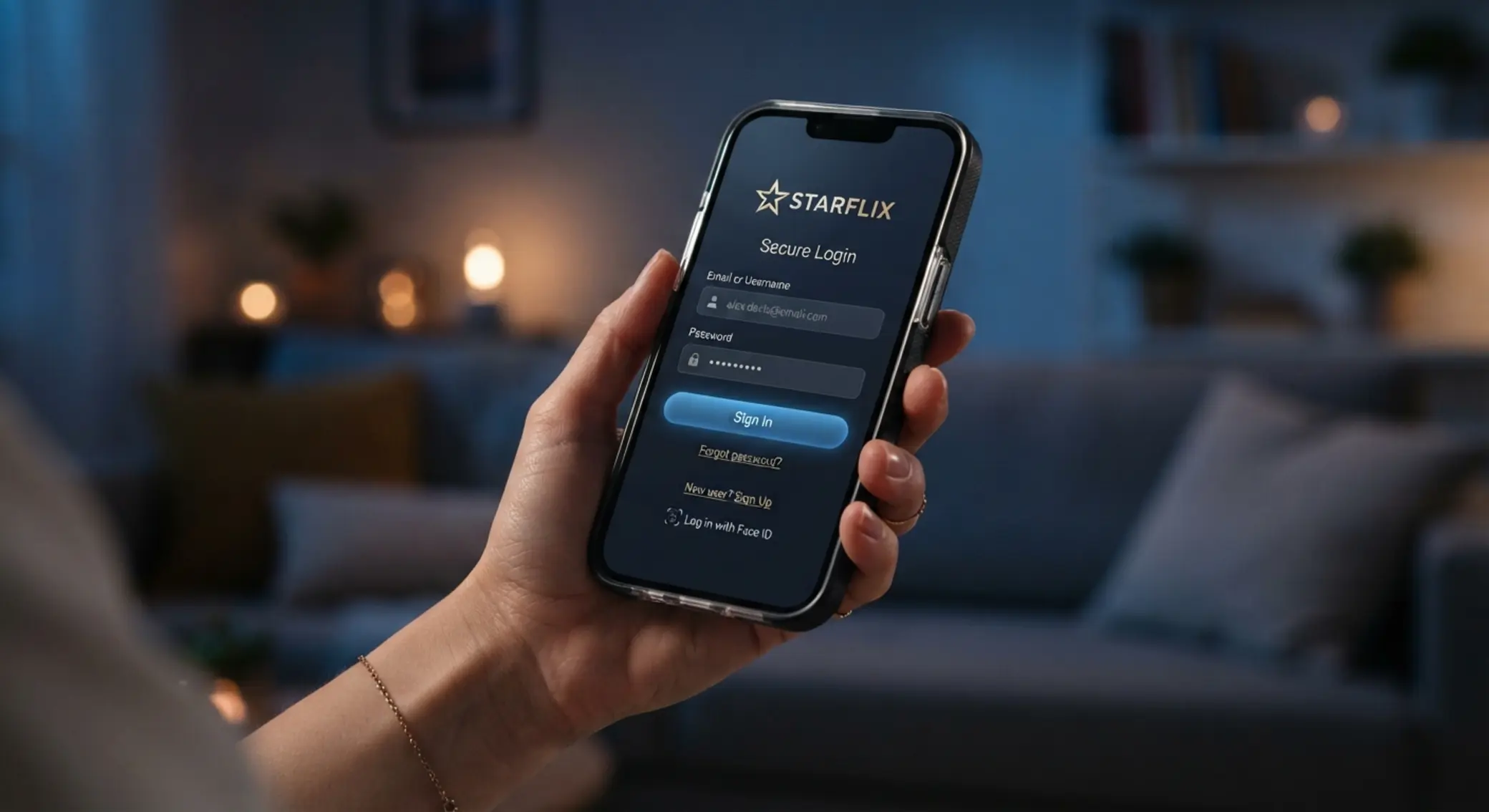 Interfaz de inicio de sesión móvil en smartphone