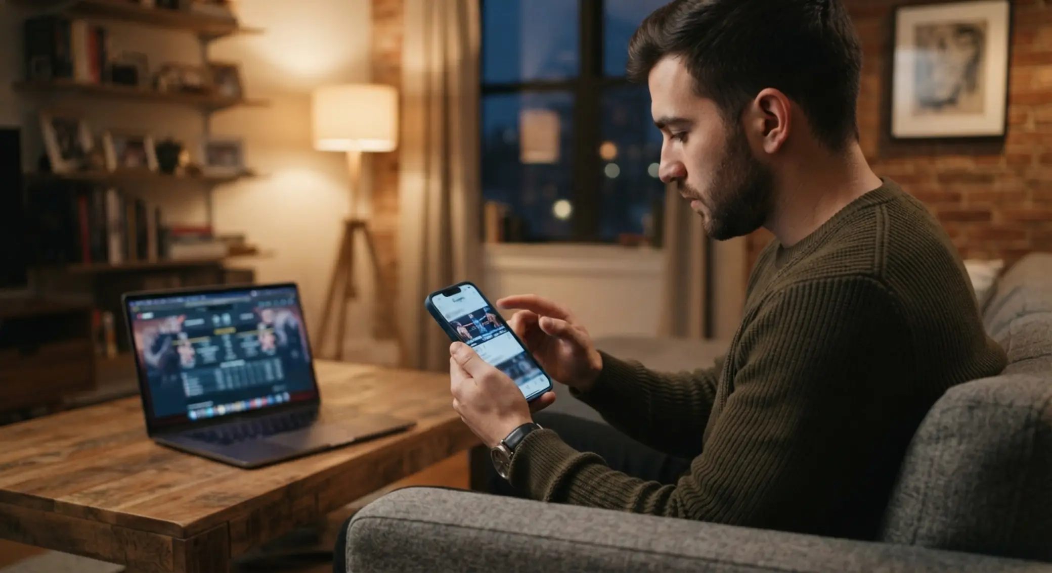 Usuario revisando redes sociales y noticias de UFC en su móvil