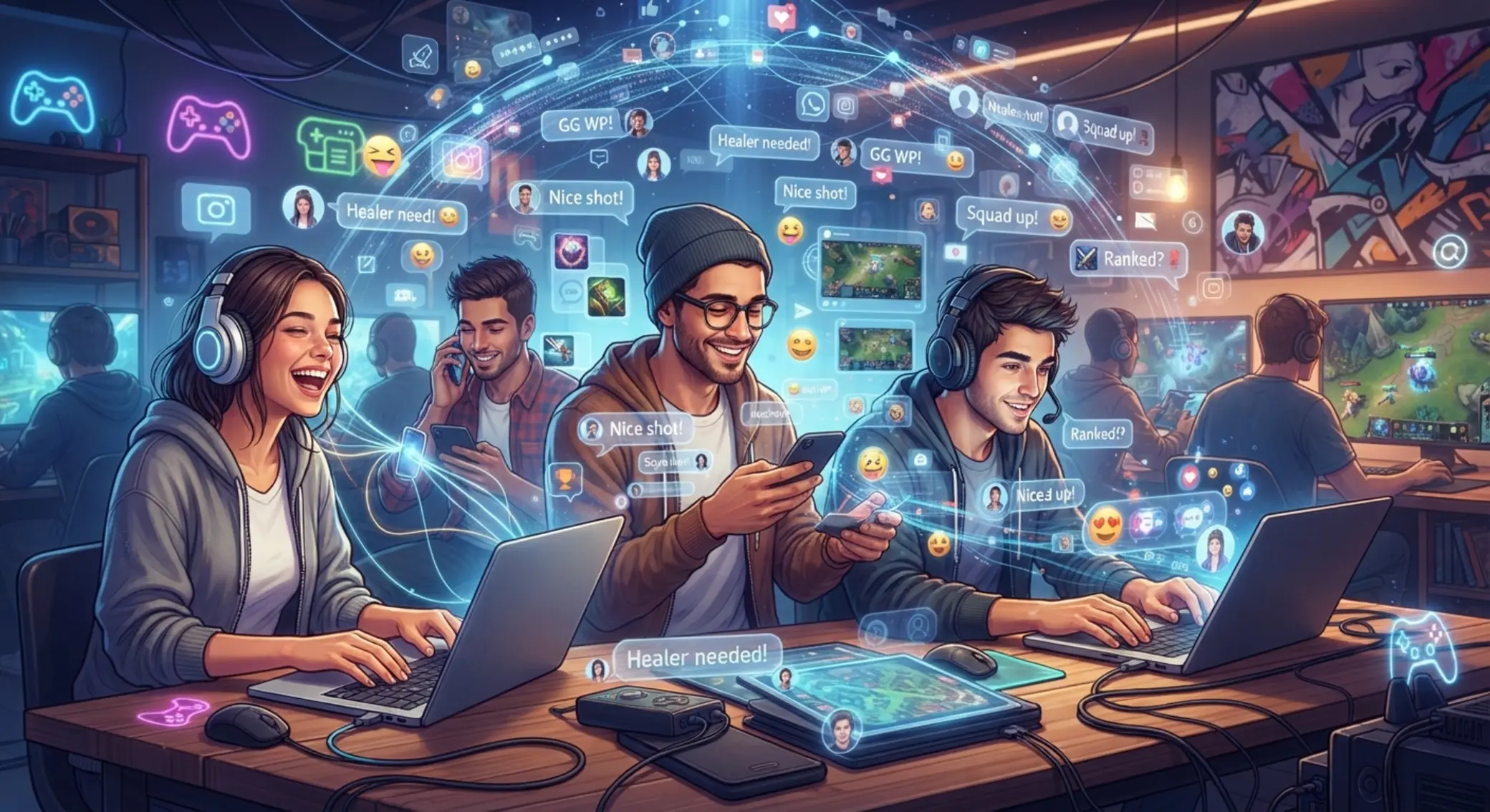 Comunidad online y redes sociales Comunidad digital comentando novedades de juegos en redes sociales