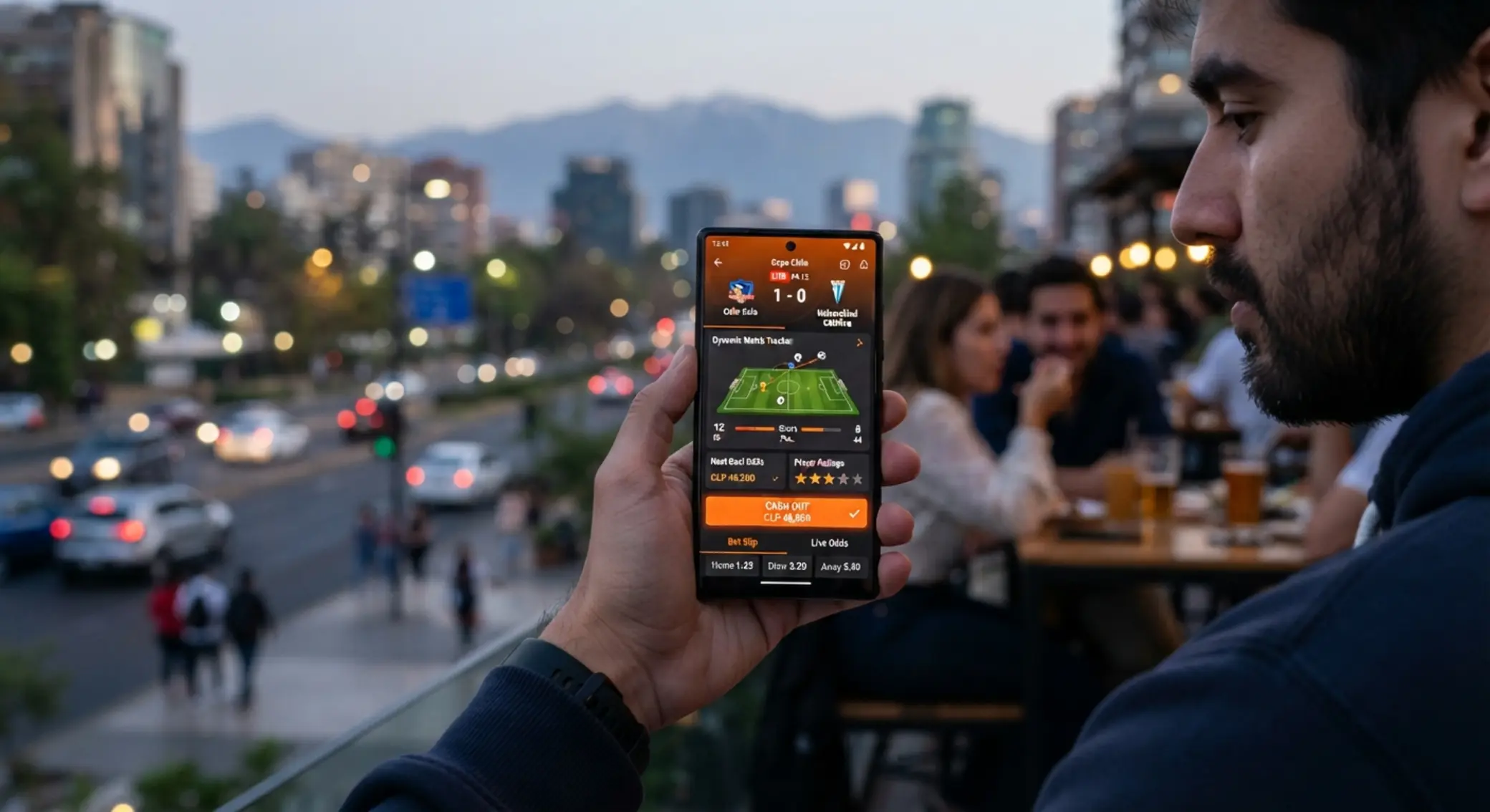 Uso móvil de cash out en una app deportiva
