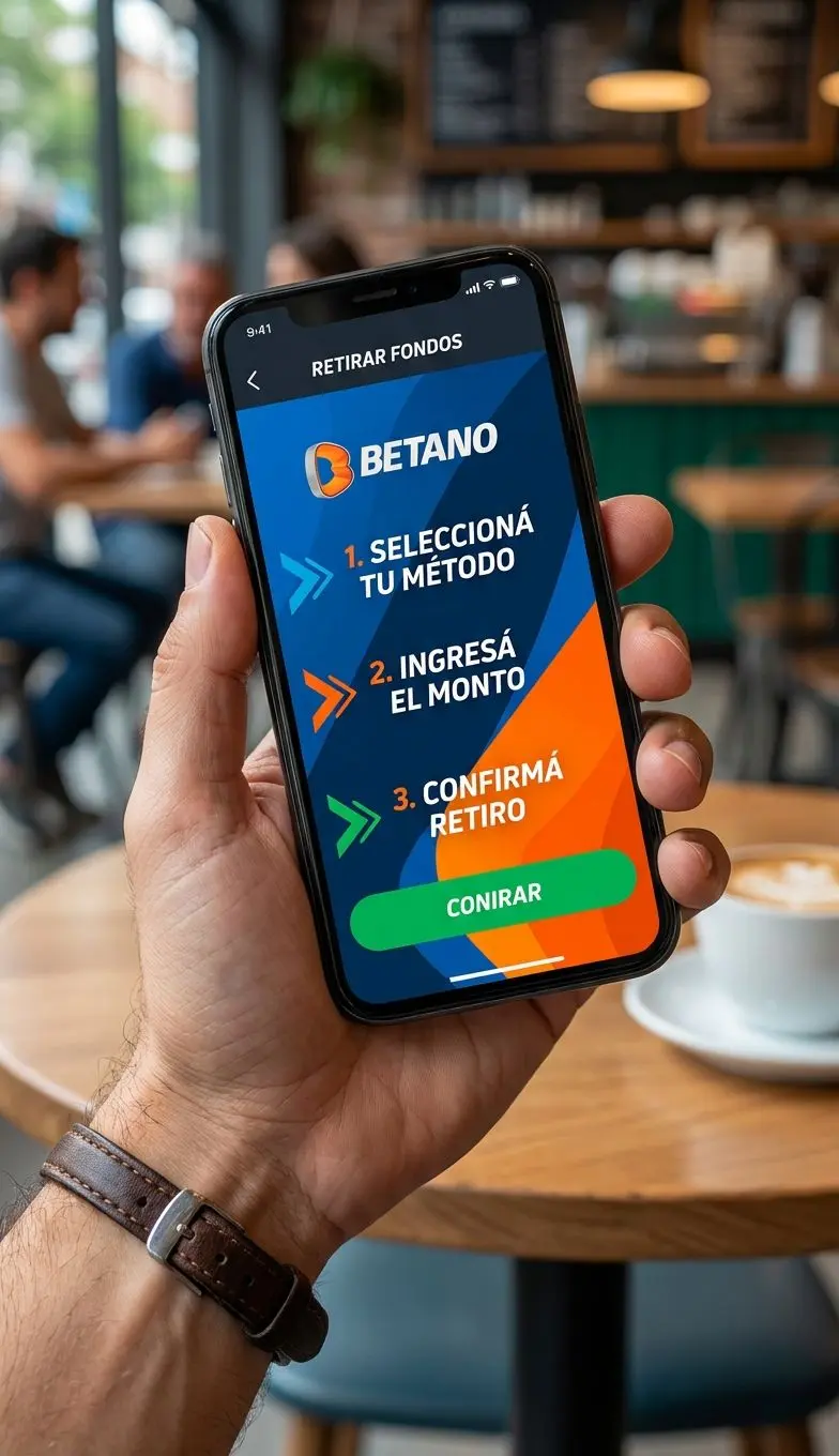 Interfaz de retiro de dinero paso a paso en Betano Argentina.