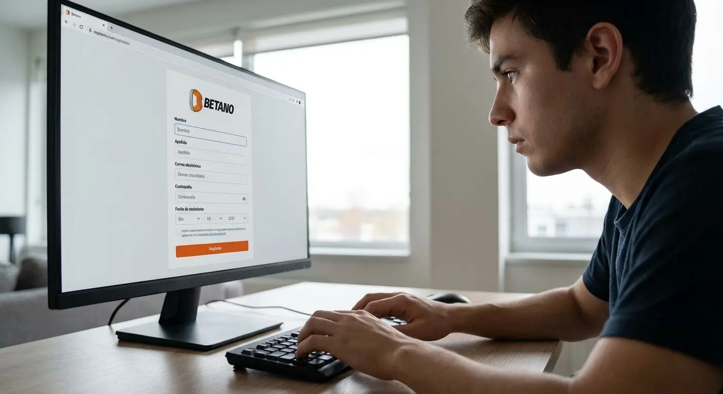 Registro en Betano PBA mostrando el formulario y usuario completando los campos