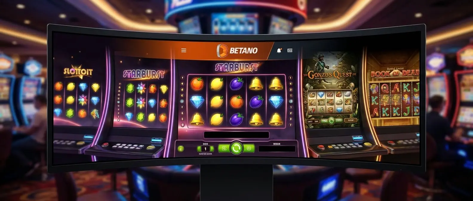 Pantalla mostrando variedad de tragamonedas en Betano