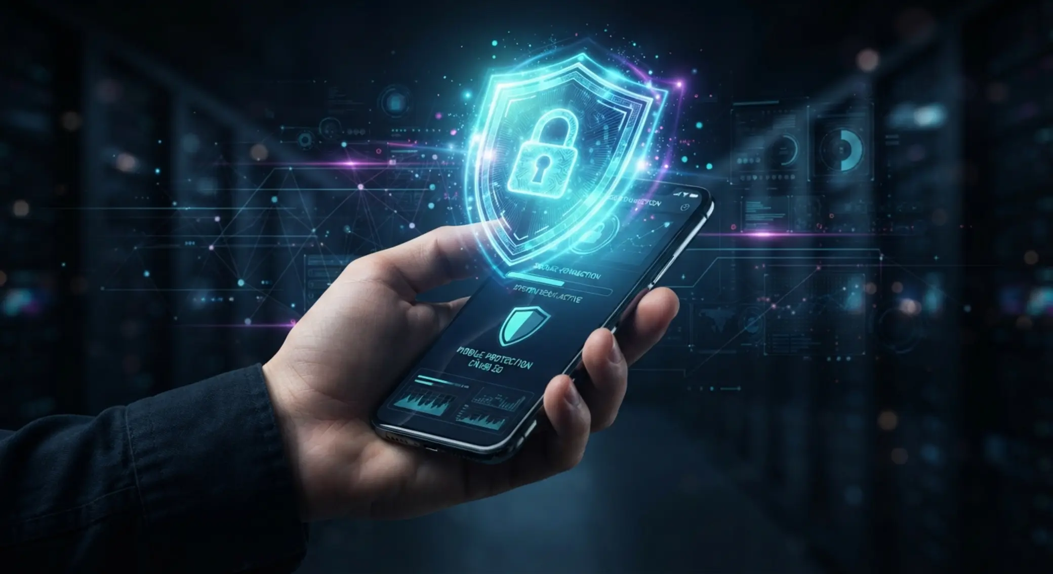 Seguridad al descargar apps en Android Concepto de seguridad móvil con candado sobre smartphone