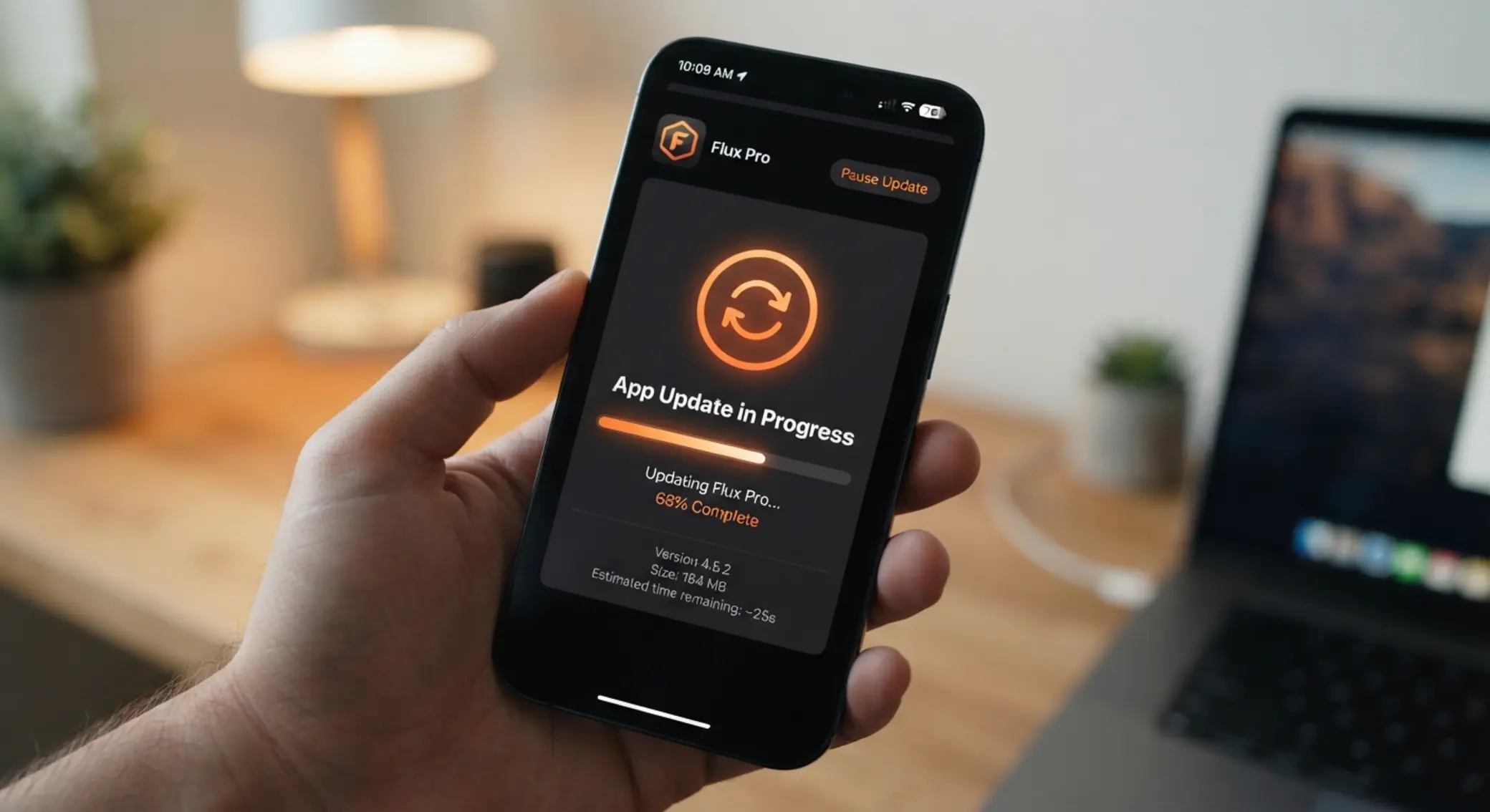 Proceso de actualización de aplicación en smartphone