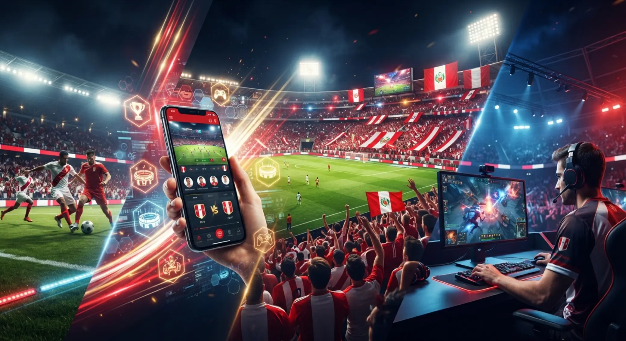 Collage de deportes y casino que representa varias promociones disponibles