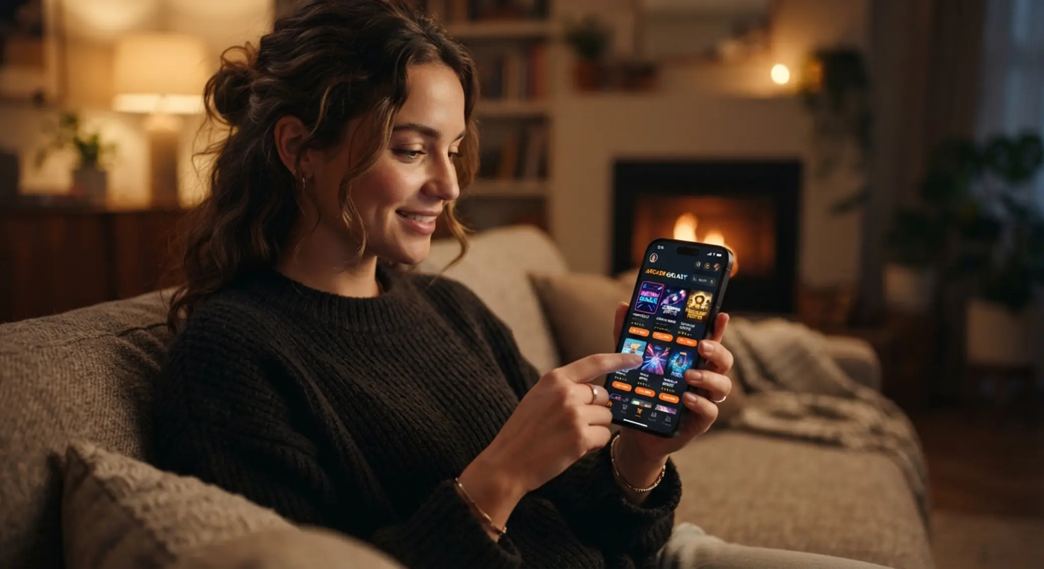 Usuario usando una plataforma de juegos online desde un smartphone