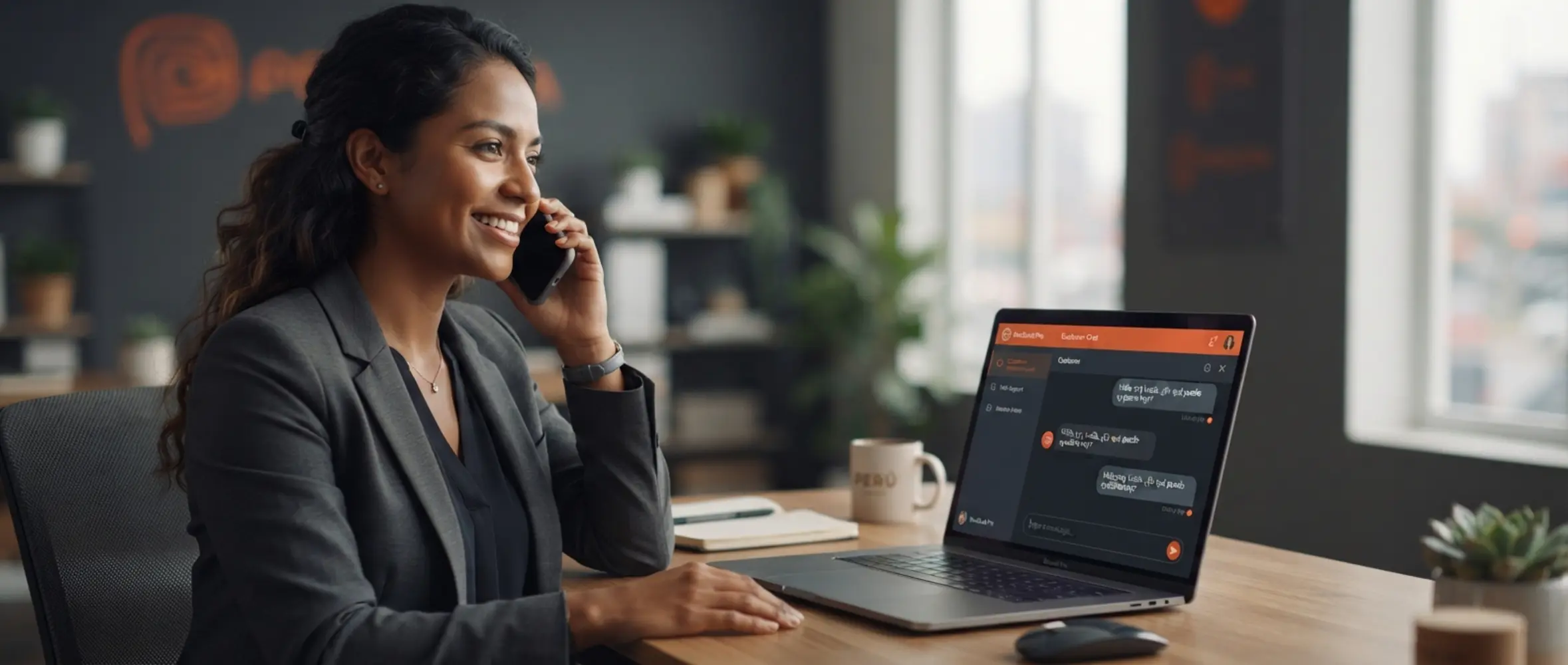Persona usando teléfono y chat en línea para contactar soporte de Betano Perú
