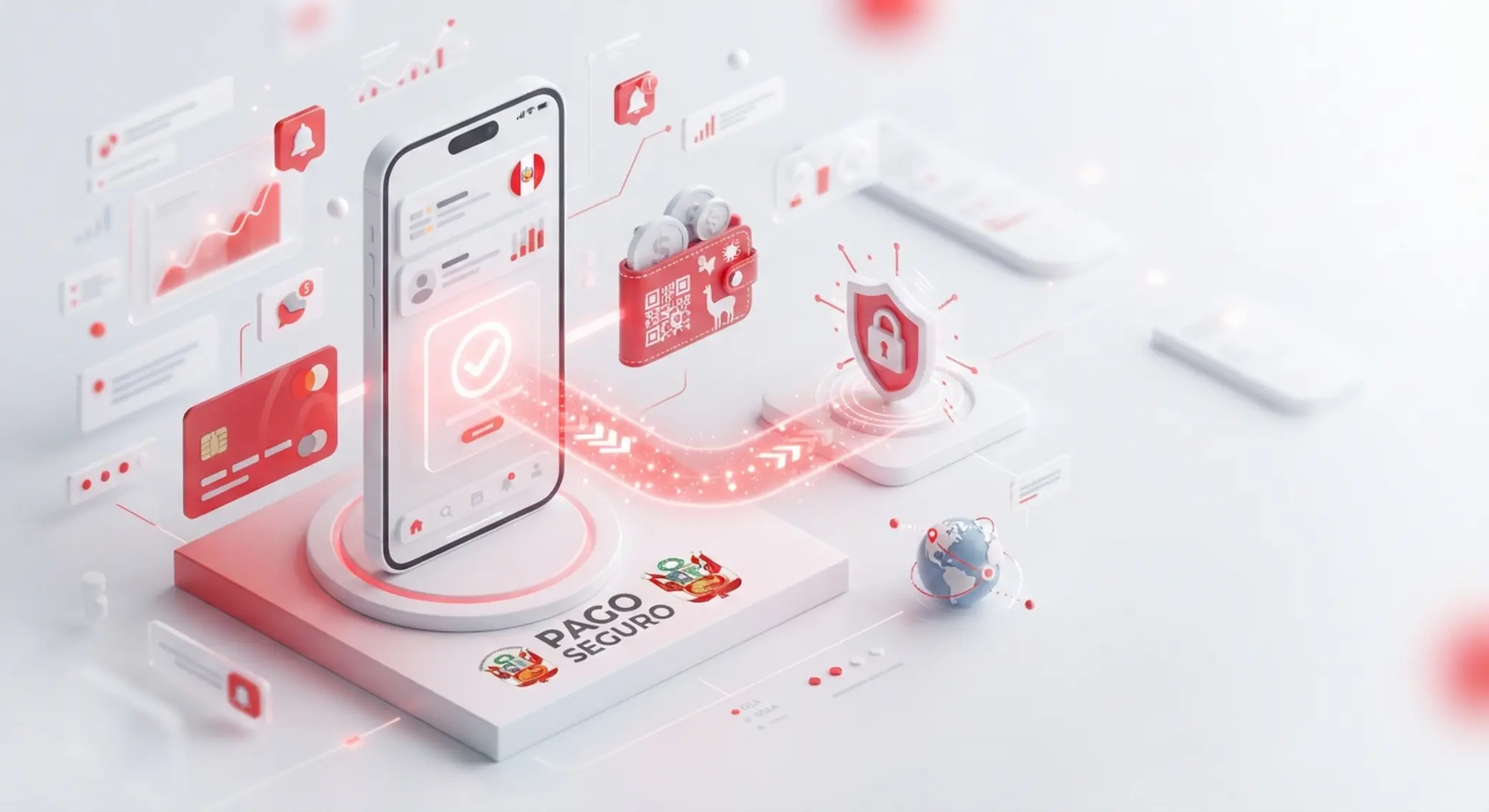Ilustración de pagos en línea con tarjeta, billetera digital y móvil