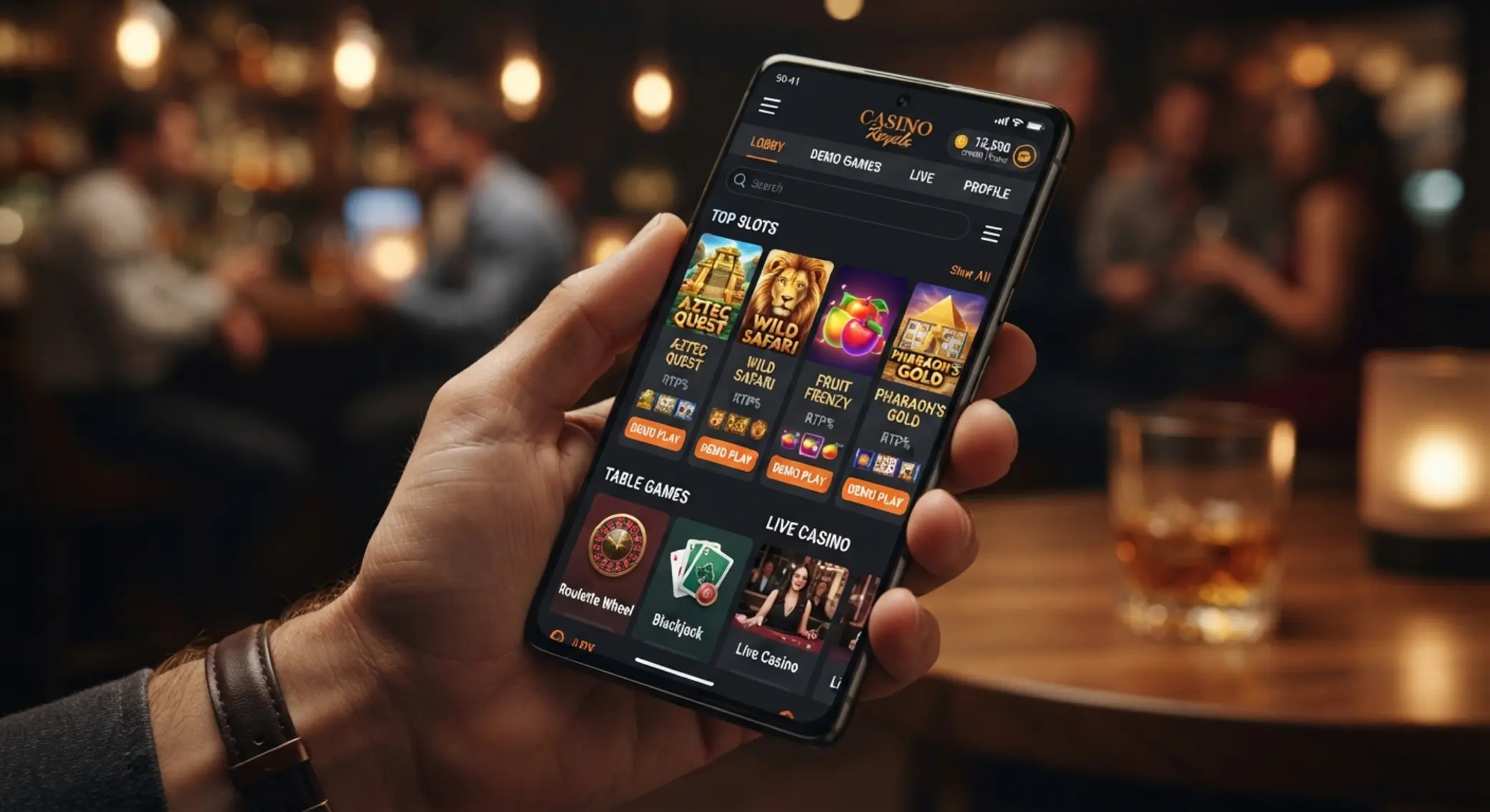 Teléfono con juegos gratis en la app móvil de Betano