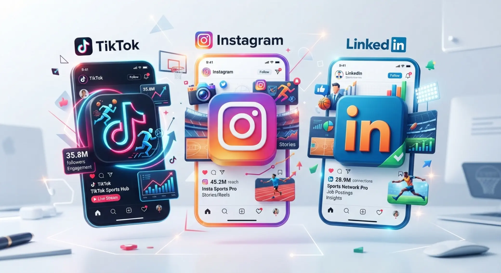 Iconos de redes sociales de Betano Perú: TikTok, Instagram y LinkedIn