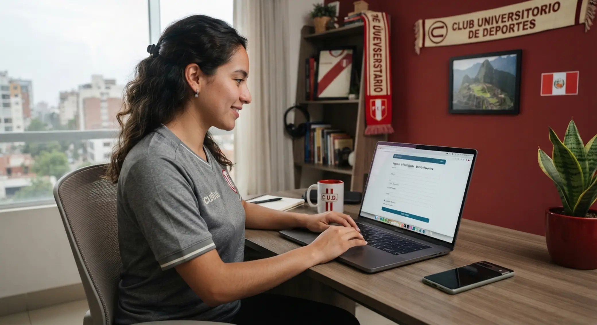 Usuario completando formulario de registro online con temática peruana